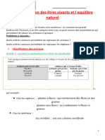 La Classification Des Etres Vivants Et Equilibres Naturels Cours 1 Word