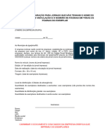 Modelo de Declaração para Jornais Que Não Tenham o Nome Do Jornal, A Data de Veiculação e o Número de Páginas em Todas As Páginas Do Exemplar