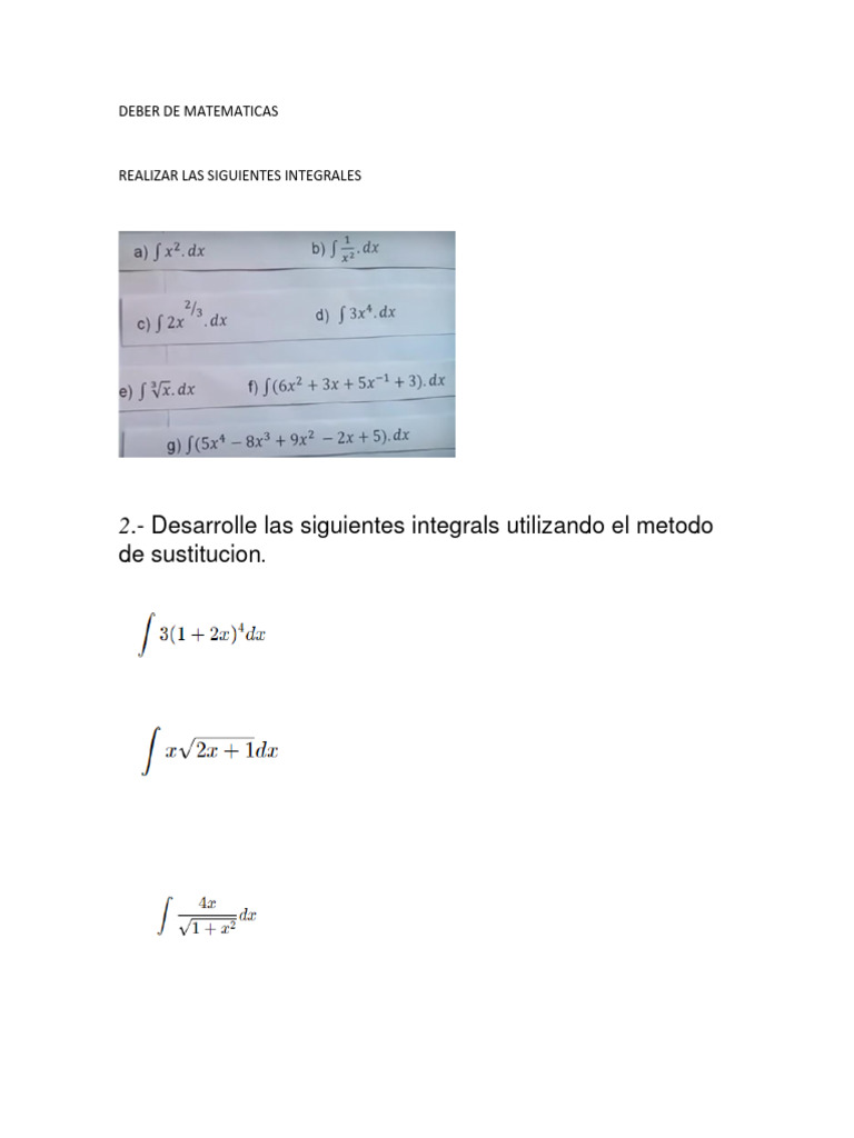 Tarea de integrales por sustitucion y por partes pdf