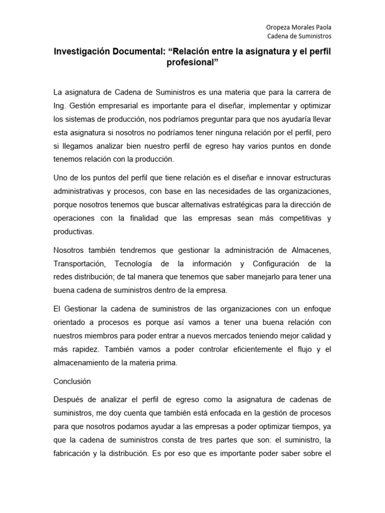 Cadena de Suministro Unidad 1 | PDF