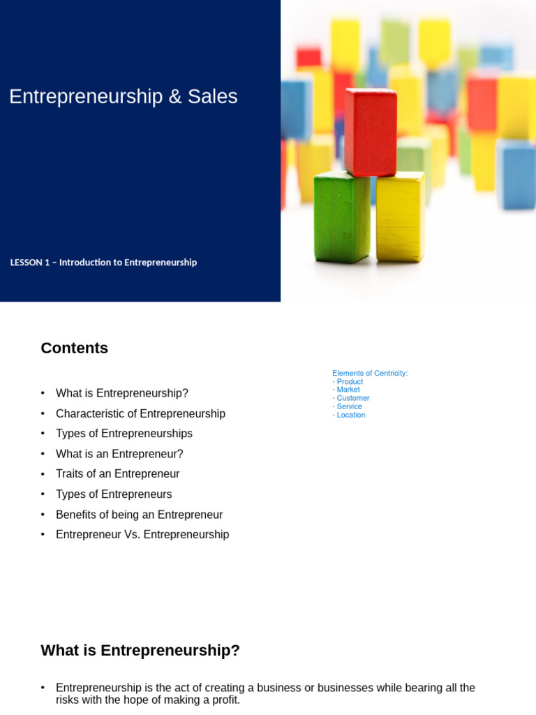 Introduction to Entrepreneurship Basics | PDF | Entrepreneurship ...