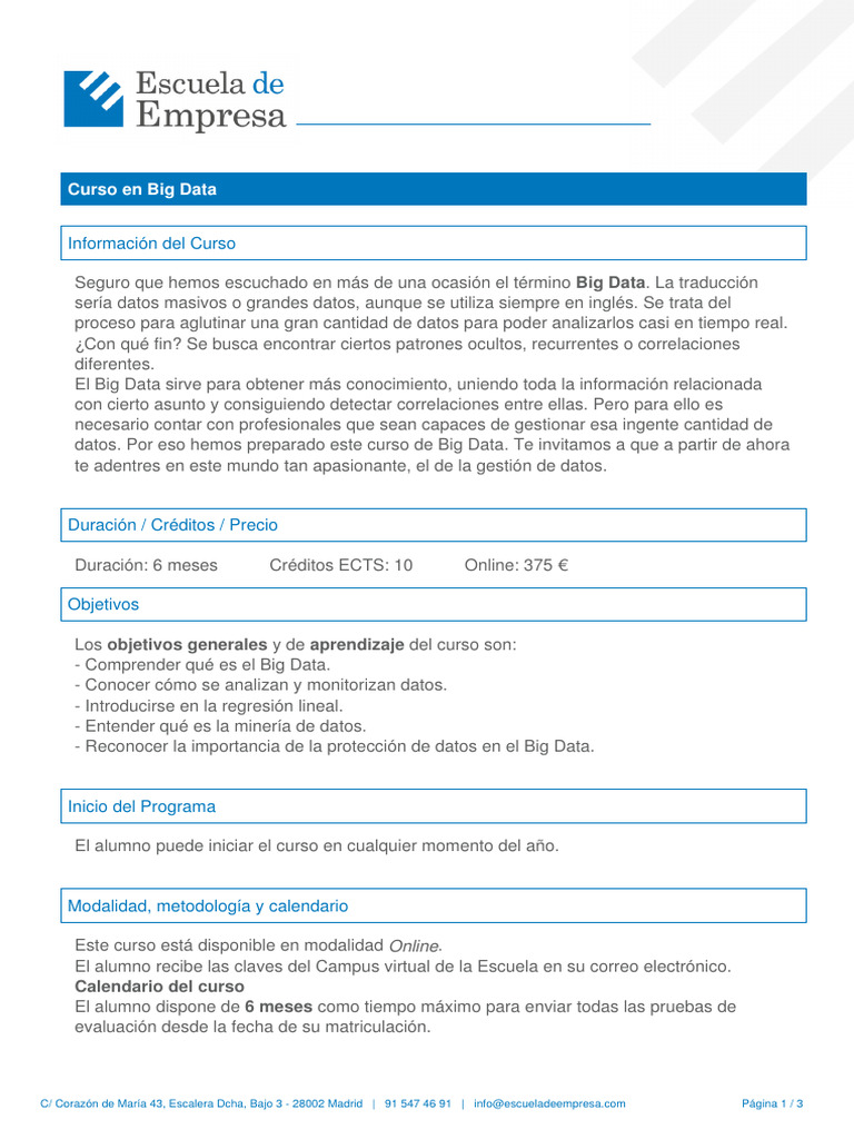 Curso Online de Big Data | PDF | Big Data | Transferencia bancaria