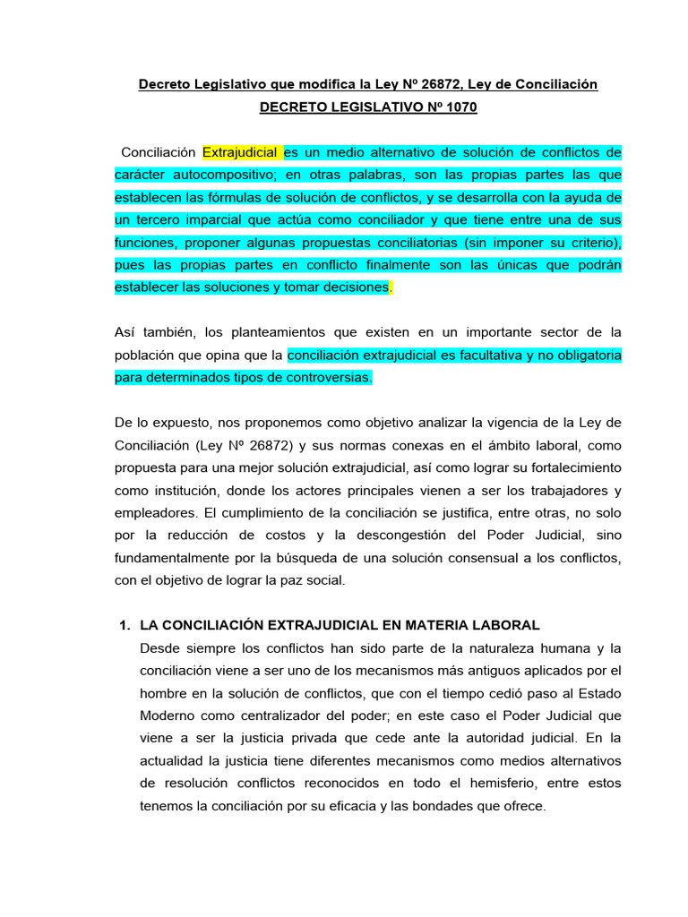 Modificaciones a la Ley de Conciliación | PDF | Derecho laboral | Justicia