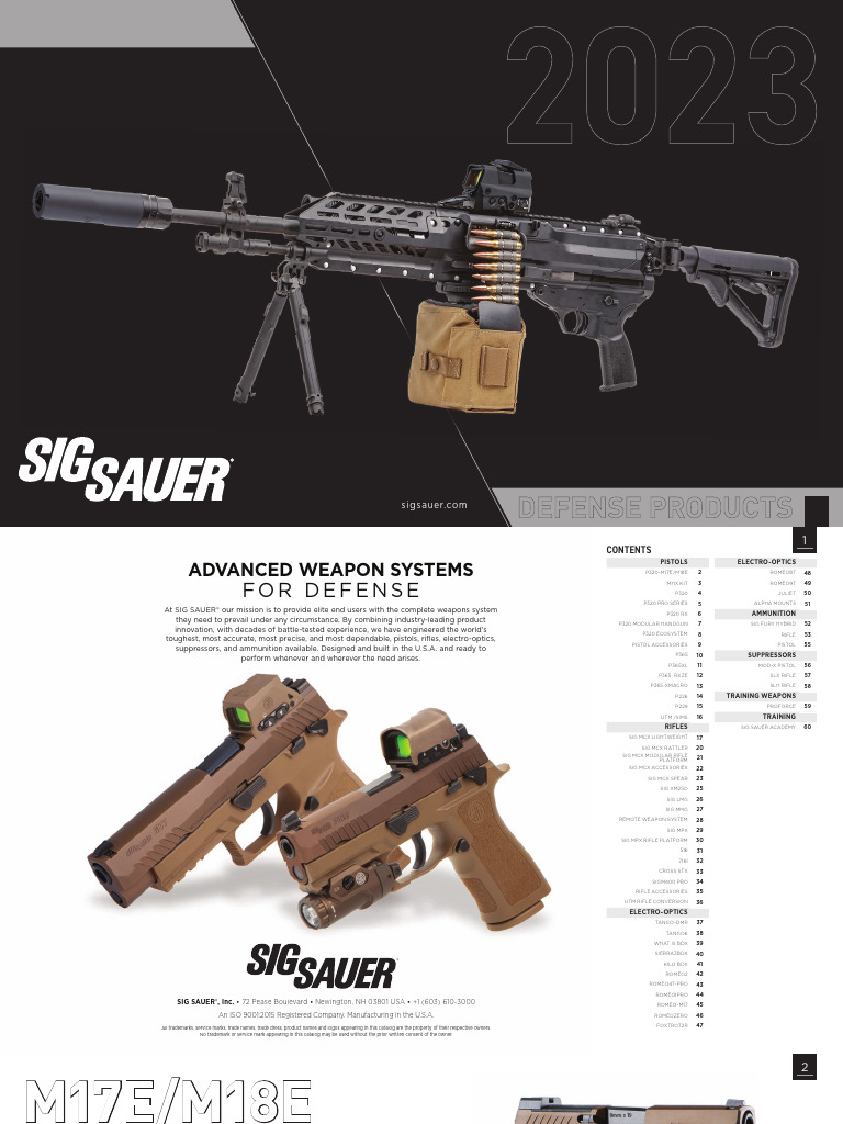 Catalogo SIG SAUER 2022 PDF Firearms Projectile Weapons