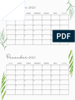 Green Simple Minimalist Monthly Calendar