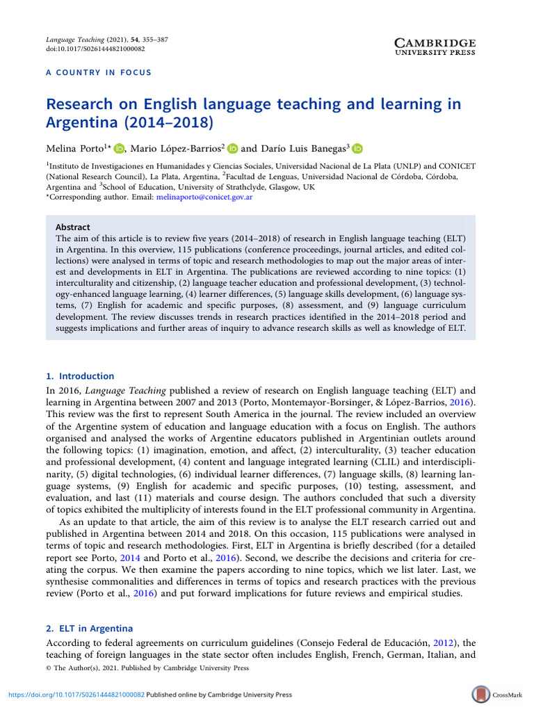 Research On English Language Teaching and Learning in Argentina 2014 ...