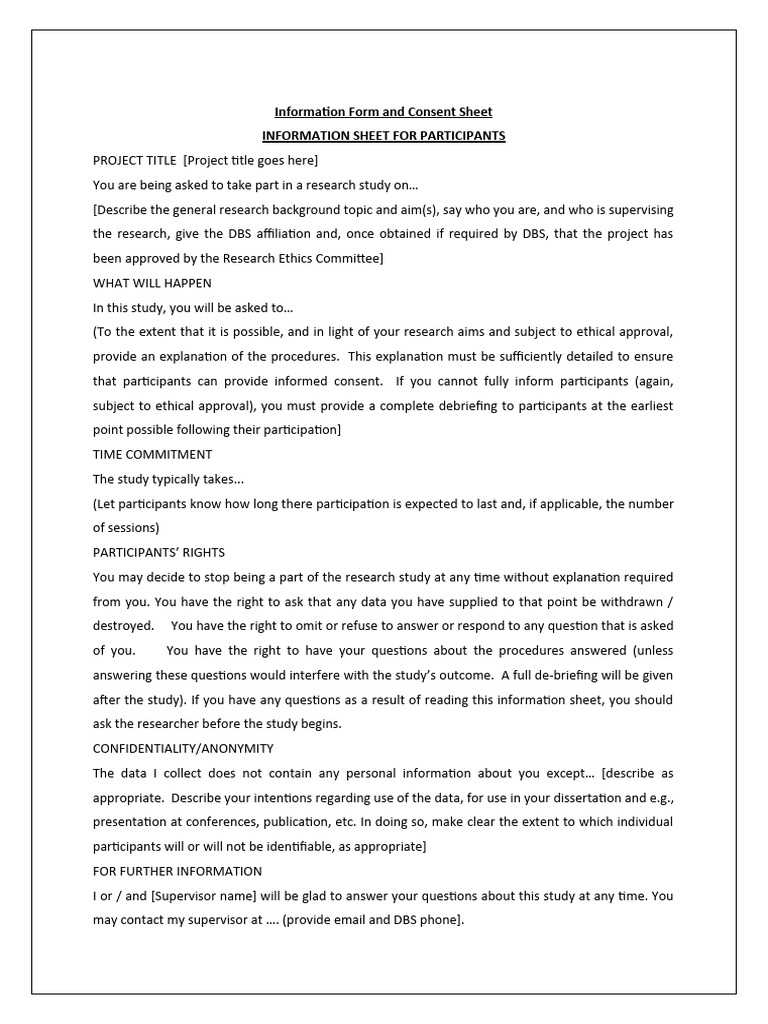 Participant Information and Consent Form | PDF