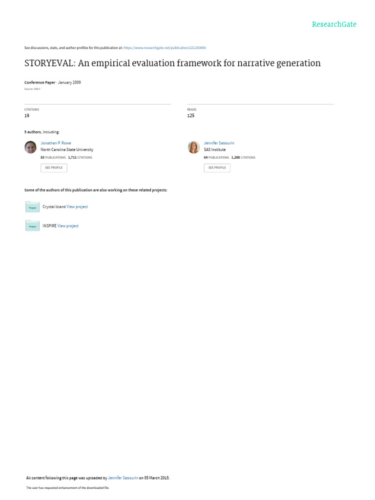 STORYEVAL An Empirical Evaluation Framework For Na | PDF | Narrative ...