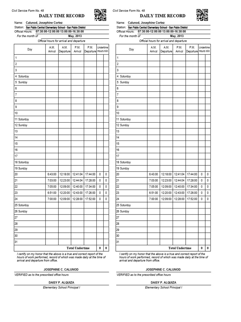 Daily time record daily time record pdf