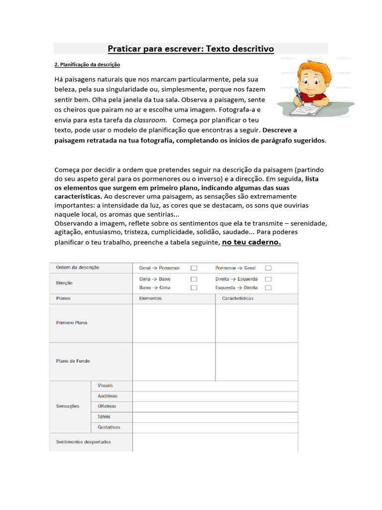 Criando Texto Descritivo de Paisagens | PDF