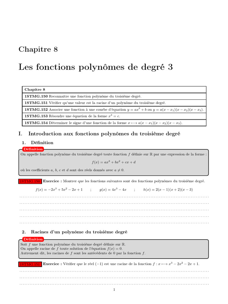 Fonctions polynômes de degré 3 | PDF | Fonction (Mathématiques) | Zéro ...