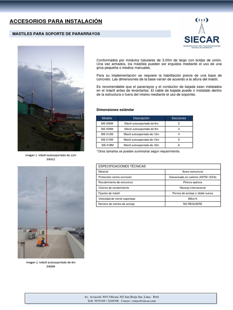 Ficha Técnica - Mástil Autosoportado HM | Descargar gratis PDF | Bienes ...