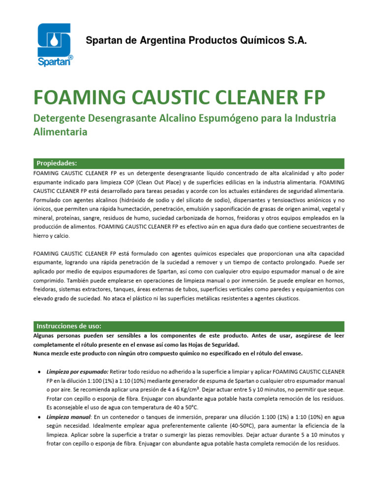 FT FOAMING CAUSTIC CLEANER AR PDF