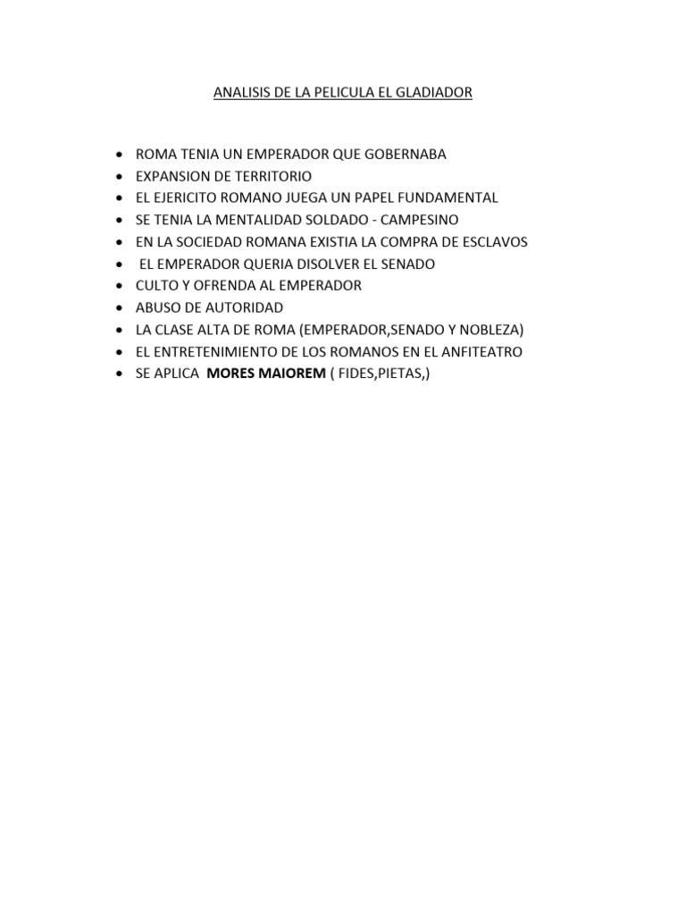 Analisis de La Pelicula El Gladiador | PDF