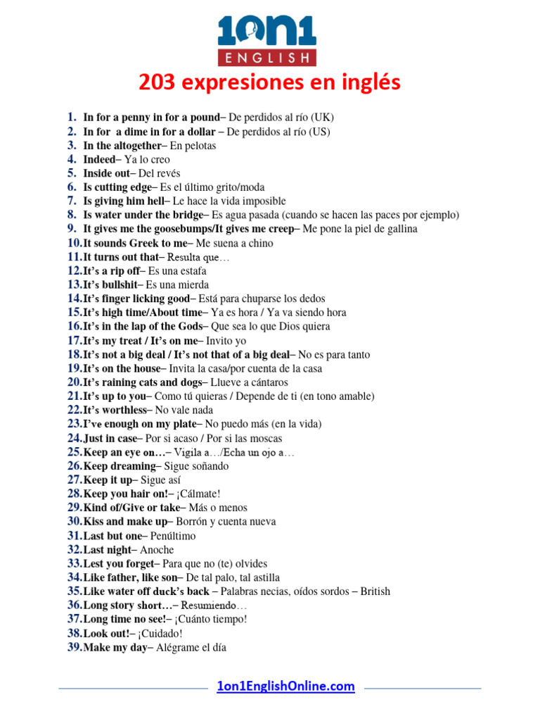 203 Expresiones SLANG en Inglés PDF