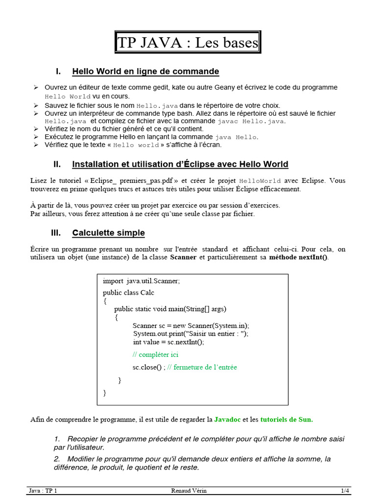 Tp java 1 pdf