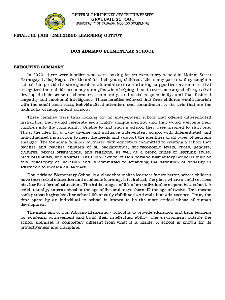 Jel (Job Embedded Learning) Output | PDF