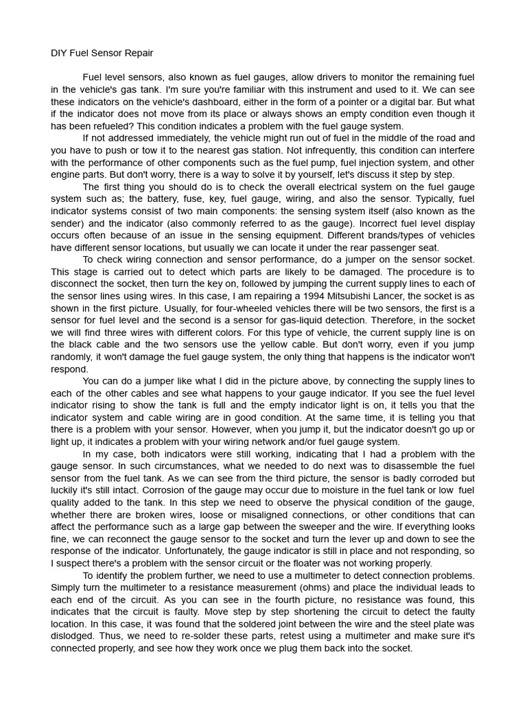 DIY Fuel Gauge Repair PDF Electrical Connector Equipment