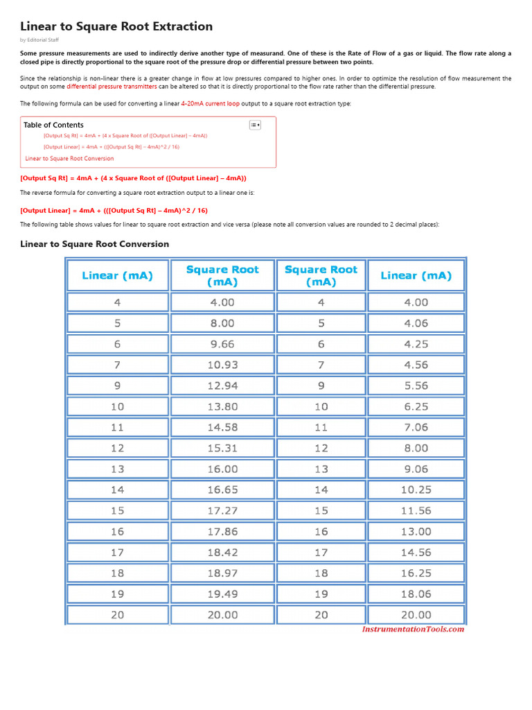 Linear To Square Root Conversion Flow Measurement Guide PDF