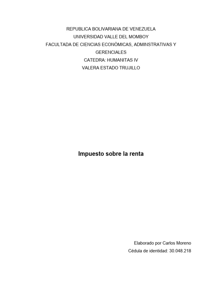 Impuesto sobre la Renta en Venezuela | PDF | Impuestos | Impuesto sobre ...