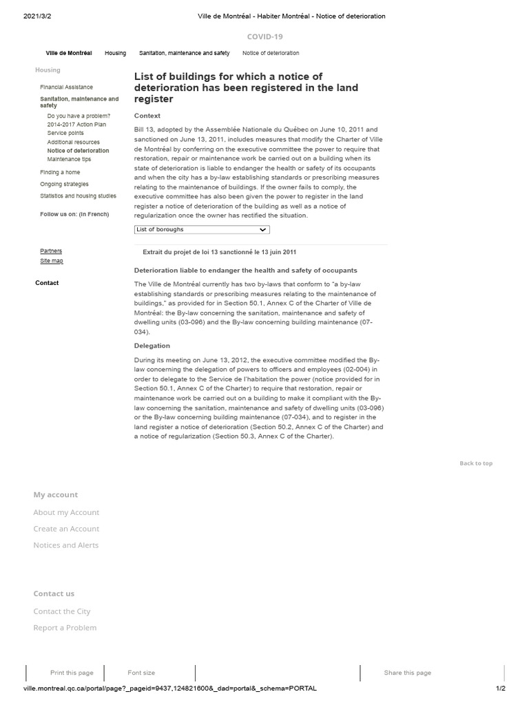 List of Buldings For Which A Notice of Deterioration Has Been Registered in The Land Register PDF