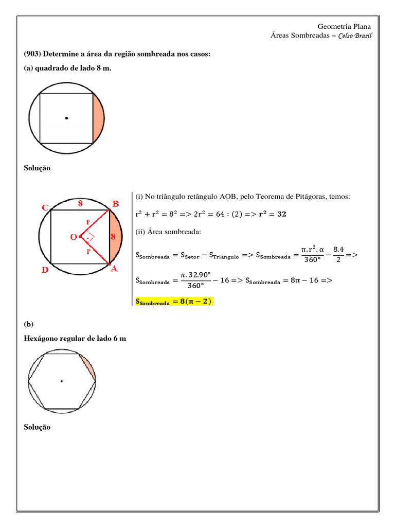 #ÁREAS DAS REGIÕES SOMBREADAS - FME VOLUME 9 - CELSO BRASIL | PDF ...