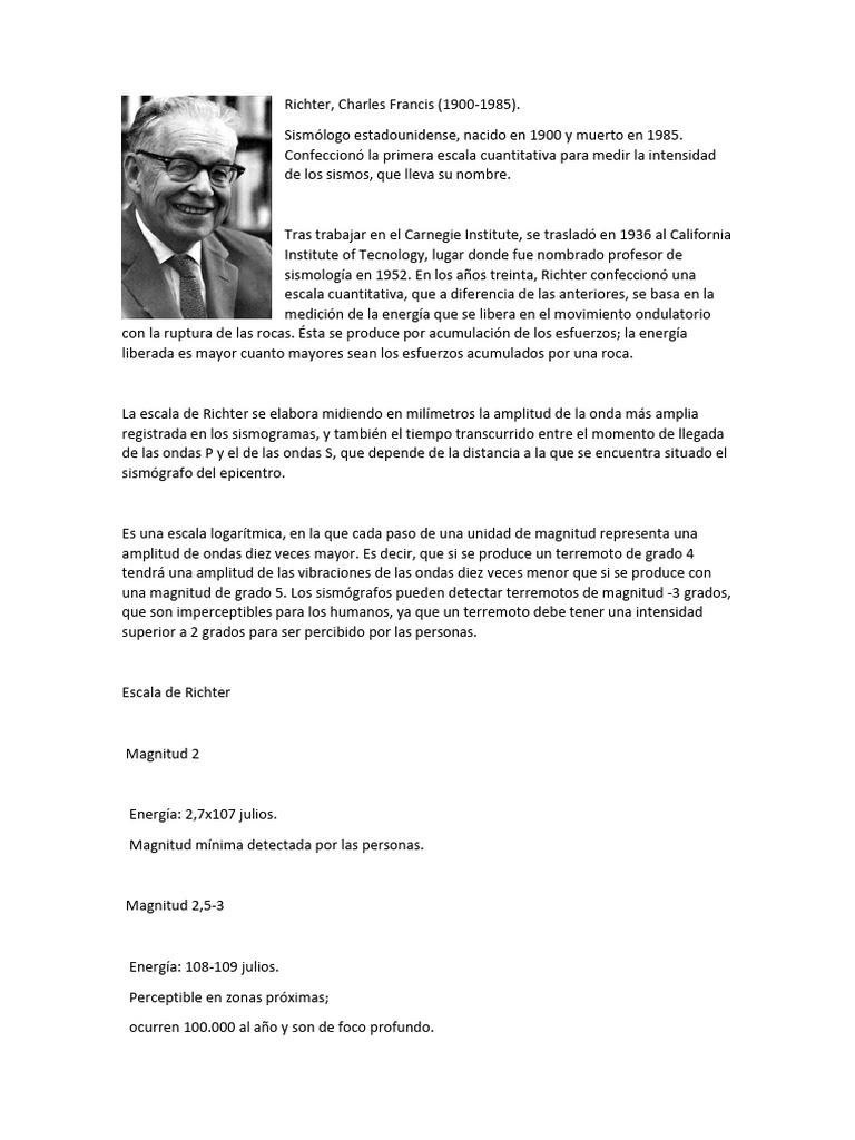 Biografía de Charles Francis Richter | PDF | Ciencias sociales