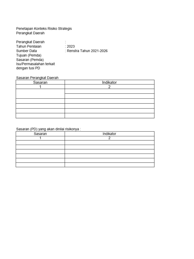Contoh Kertas Kerja Manajemen Risiko | PDF