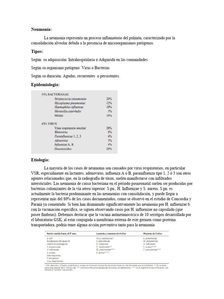 Neumonia Pediatria Pdf Neumonía Las Bacterias