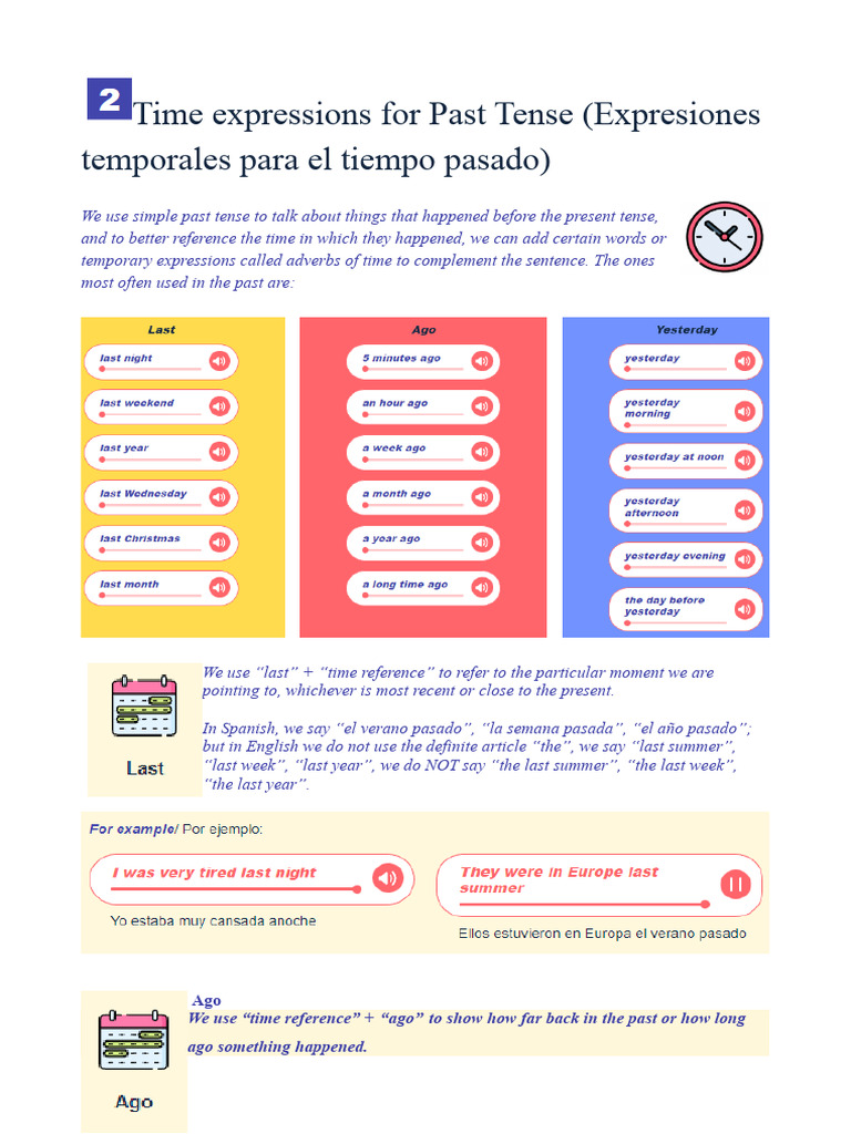 Past Tense Time Expressions Explained | PDF | Language Arts & Discipline