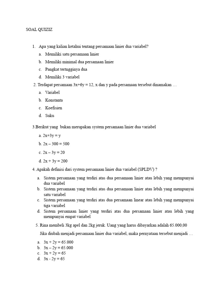 Soal Quiziz | PDF