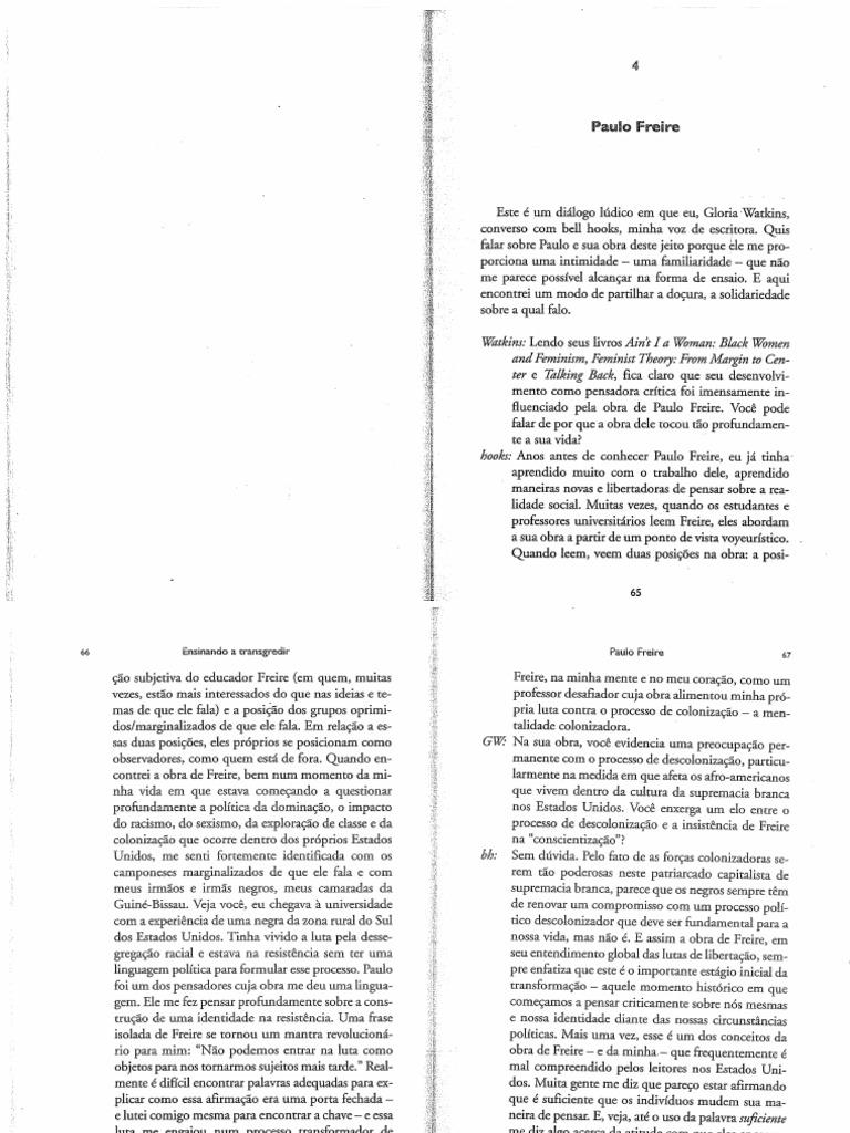 Bell hooks livro ensinando a transgredir capitulos 4 e 5 pdf
