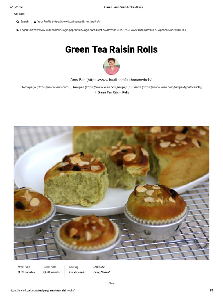Green Tea Raisin Rolls - Kuali | PDF | Foods | Cuisine