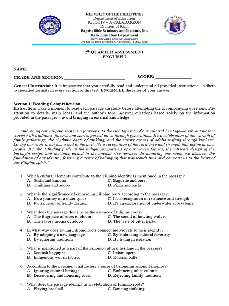 Grade 7 Exam paper | PDF | Narrative | Verb