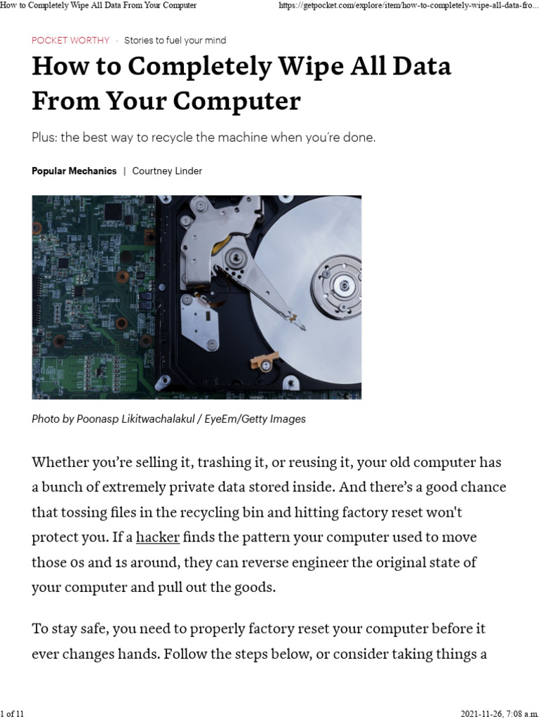 How to Completely Wipe All Data From Your Computer | PDF