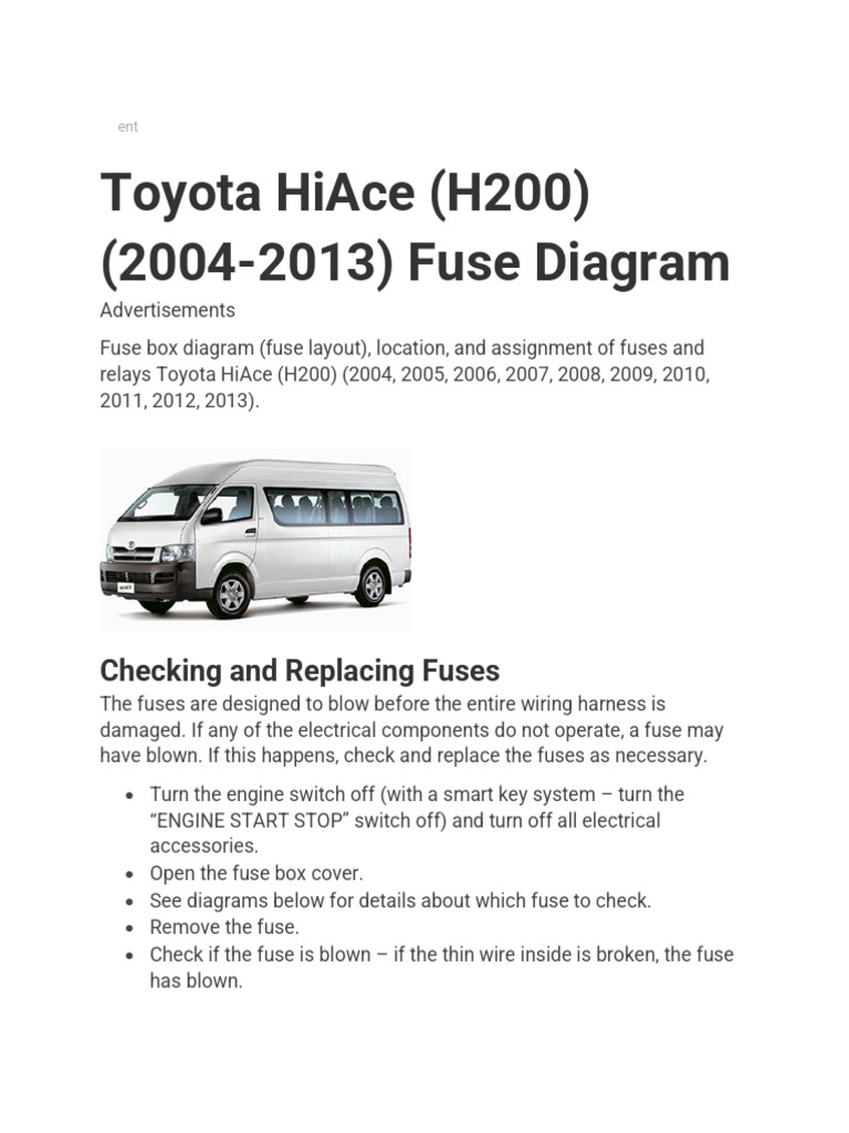 HiAce H200 Wiring Fuse Boxes PDF Fuse (Electrical) Fuel Injection