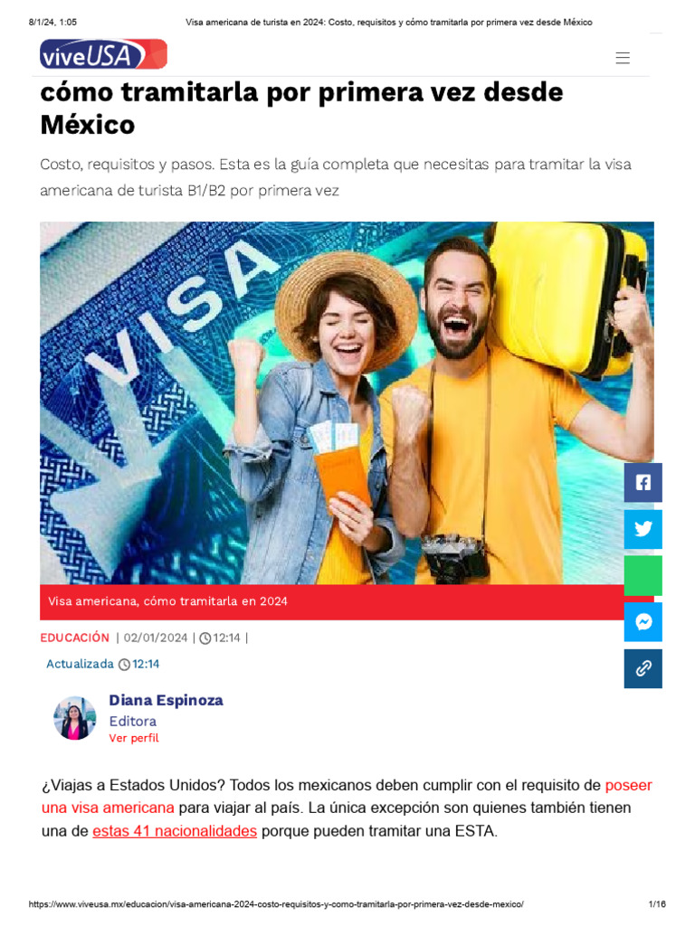 Visa americana de turista en 2024_ Costo, requisitos y cómo tramitarla por primera vez desde