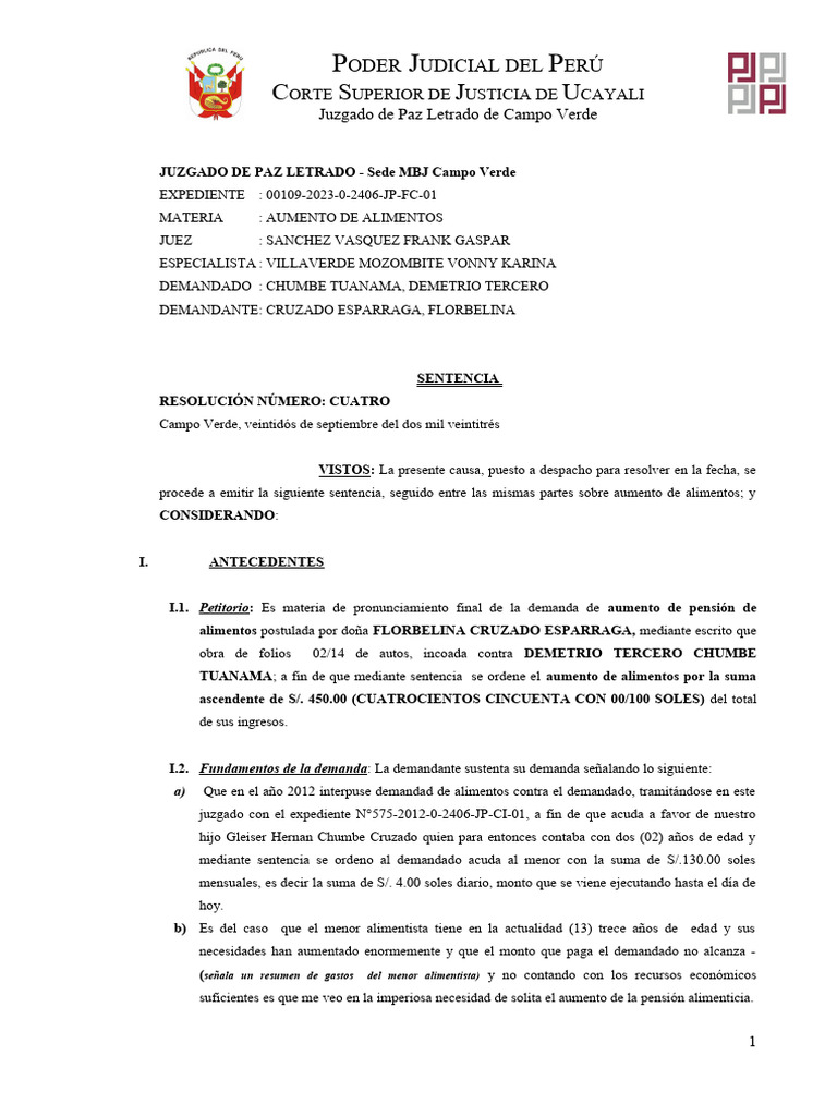 1092023FC SENTENCIA DE AUMENTO DE ALIMENTOS PDF Pensión