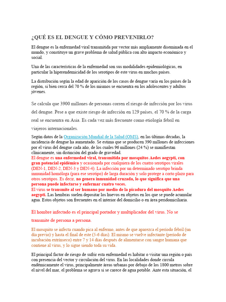 Prevención del Dengue: Guía Esencial | PDF | Especialidades Medicas ...