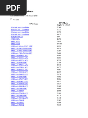 CPU Intel Core i5-11400F CPU 2.60GHz PassMark 16-06-2021 | PDF | Unidade central de processamento