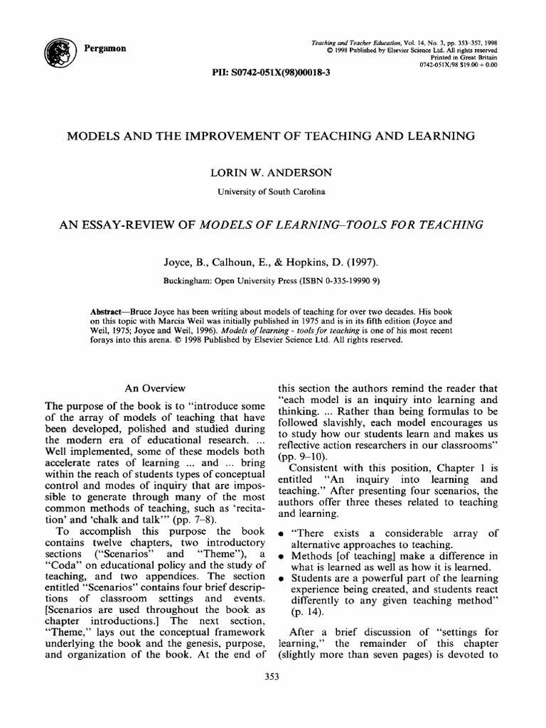 Anderson 1998 Pdf Learning Teachers