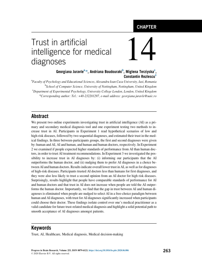 Trust in AI for Medical Diagnoses | PDF | Medical Diagnosis ...