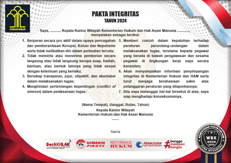 Template Pakta Integritas | PDF
