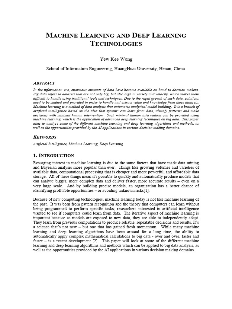 Machine learning pdf machine learning deep learning