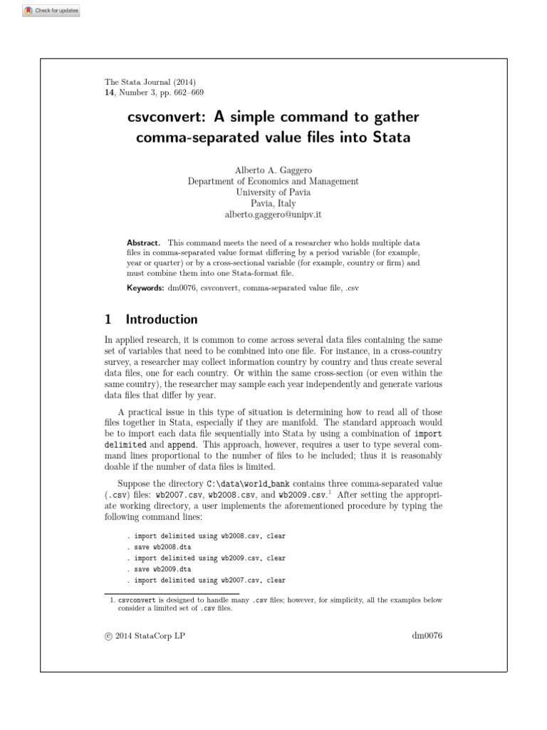 Gaggero 2014 csvconvert a simple command to gather comma separated