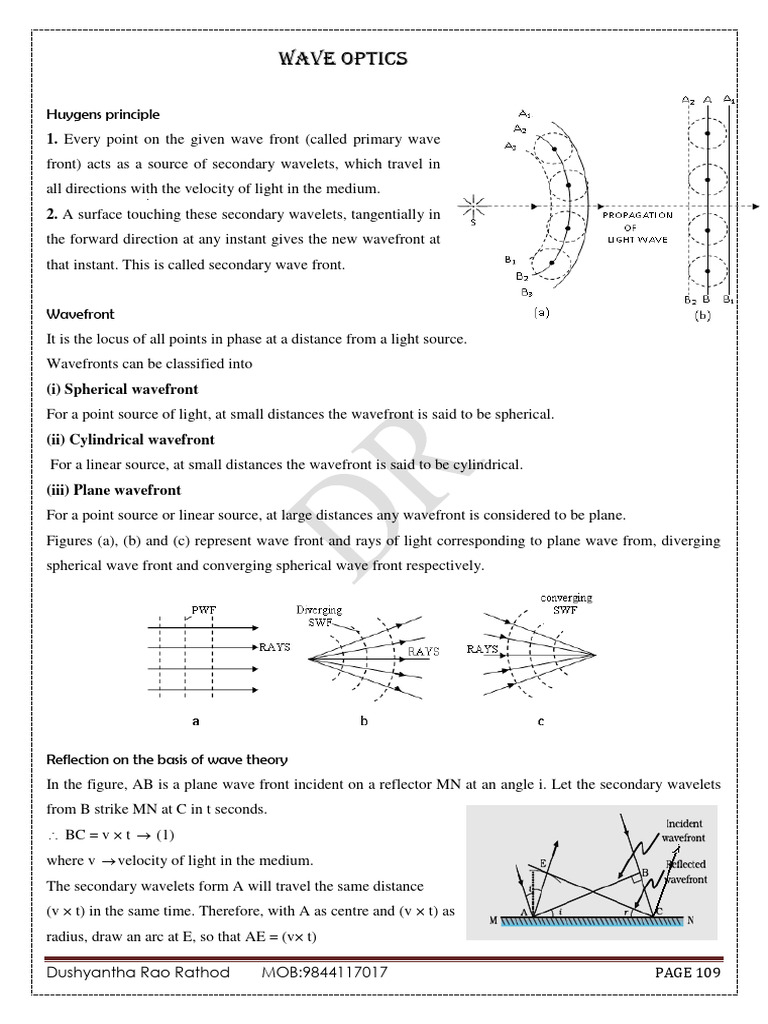 Wave Optics: Huygens Principle & Interference | PDF