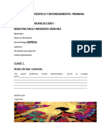 Clases de Diagnóstico Y Reforzamiento: Primera Semana Lenguaje Y Comunicacción I Maestra Nelly Mendoza Sánchez