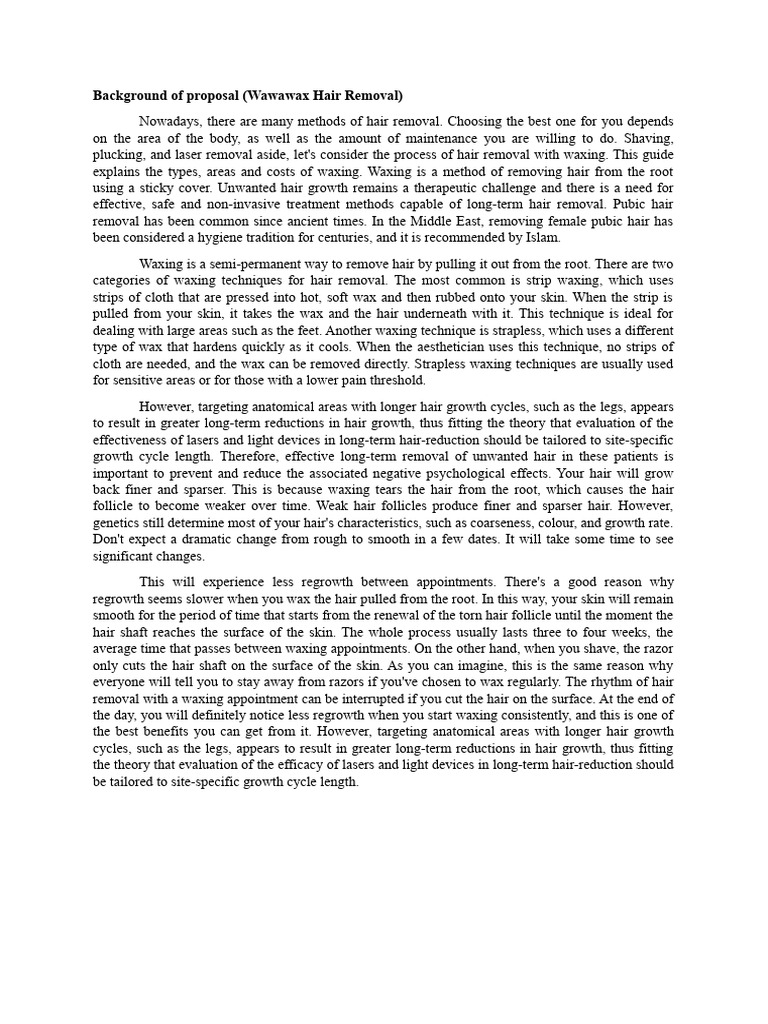 Business Proposal (Wawawax) | PDF | Hair | Hair Removal