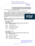 Nuncio de Citación para La Lectura de La Segunda Prueba: Obierno DEL Rincipado DE Sturias