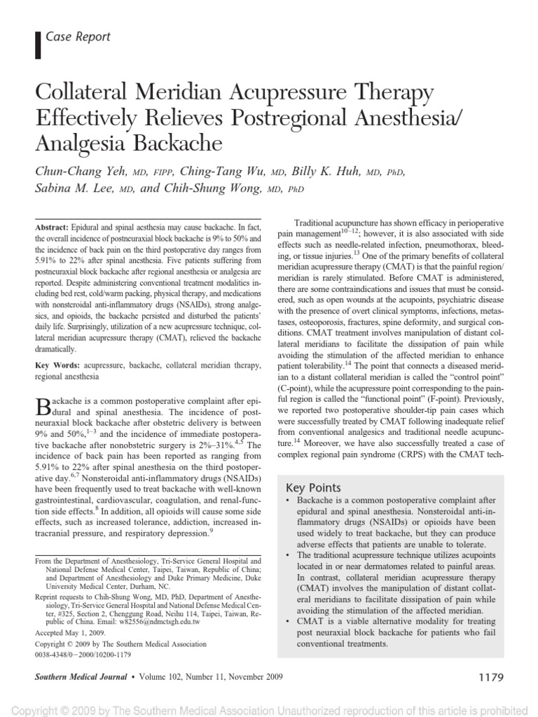 Collateral Meridian Acupressure Therapy.23 PDF Acupuncture Back Pain